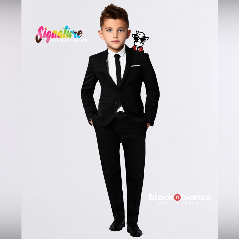 Black n Bianco First Class Boys' Slim Fit Blazer